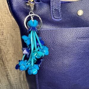 Leather Flower Purse Charm Genuine Leather Bag Charm NEW FAST SHIP